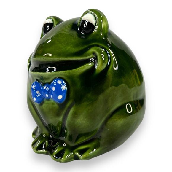 VTG Frog w Bowtie Ceramic Figurine Decor Anthropomorphic ARTIST SIGNED 4.5" EUC - Picture 15 of 16